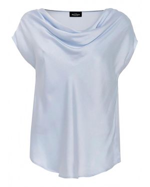 Sand Matt Prosi Drape Silk Blend Top - Blue