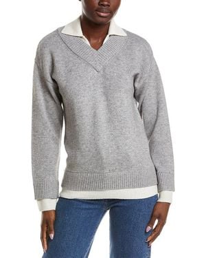 NAADAM Premium Wool & Cashmere-Blend Layered Polo Sweater - Gray