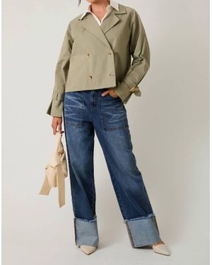 Sunday Edition Mary Cropped Trench Jacket - Blue