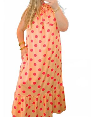 Carole'S Collections Faye Poka Dot Midi Dress - Orange