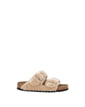 Birkenstock Arizona Shearling Suede Sandals - White