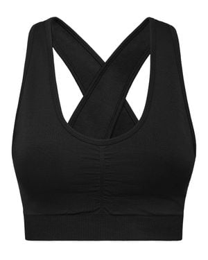 Philipp Plein Seamless Wide Straps Sport Bra Logo - Black