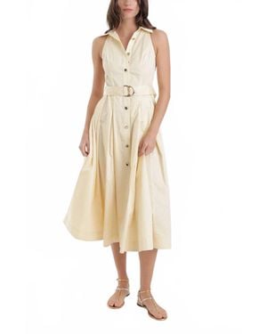 Karina Grimaldi Zarae Solid Midi Dress - Natural