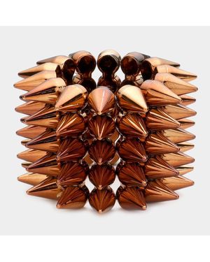 Fashnzfab 5-Row Spike Cone Stud Stretch Bracelet Copper - Brown