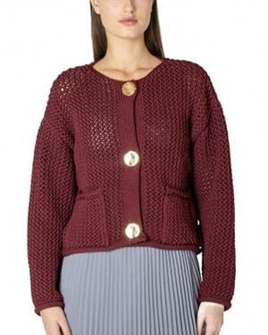 Dex Chunky Knit Cardigan - Red