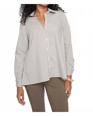 Renuar Stripe Button Shirt - Gray