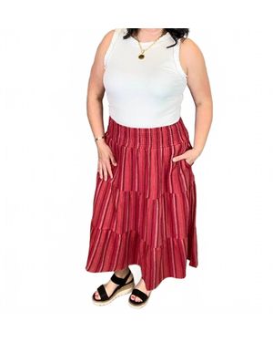 Flag & Anthem Lavina Stripe Midi Skirt - Red