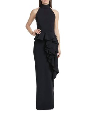 Chiara Boni Ah Ruffled High-Neck Gown - Black