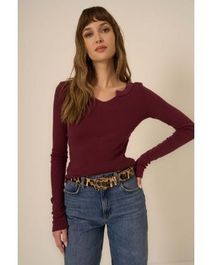 Project Social T The Comeback Notch Neck Long Sleeve - Red