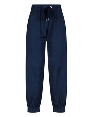 Sa Su Phi High-Waisted Silk Blend Athletic Pants With Drawstring Closure - Blue