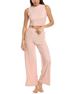 Marion 2Pc Crinkled Plisse Lounge Set - Pink
