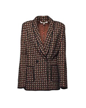Diane von Furstenberg Tailored Single-Breasted Jacket With Geometric Pattern - Brown