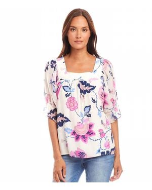 Karen Kane Corrine Contrast Square Neck Top - White