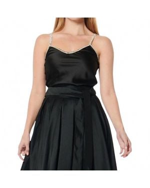 Gracia Rhinestones Sleeveless Top - Black