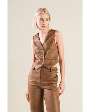 TRUEDAMES A Gift From Love Leather Vest - Natural