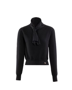Saiid Kobeisy Wool Bow Blouse - Black