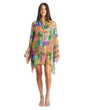 La Moda Clothing Veena Short Overshirt - Multicolor
