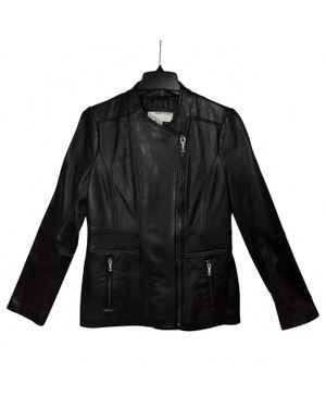 Anne Klein Leather Scuba Jacket - Black