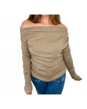 Easel Textured Off-The-Shoulder Long-Sleeve Top - Natural