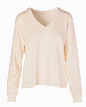 ANONYM APPAREL Sofia Fleece V-Neck Sweatshirt - Natural