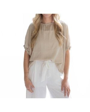 Eesome Everyday Elastic Sleeve Blouse - Natural