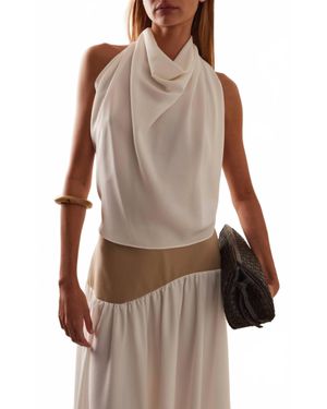 Sloan Crepe Scarf Top - Brown