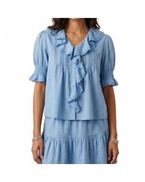 Strawberry Paris Greta Cotton Blouse - Blue