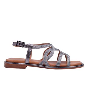 Regarde Le Ciel Elma Metallic Leather Sandal - Black