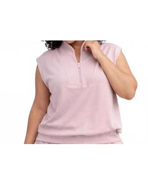 Rae Mode Alisha Luxe Quarter Zip Sweater Tank - Pink