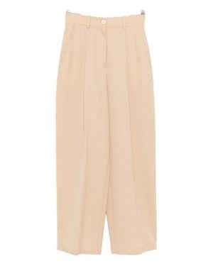 Marni High-Waist Wide-Leg Pants With Front Pleats - Natural
