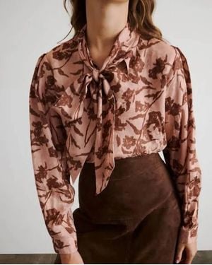 Tanya Taylor Petra Long Sleeve Top - Brown