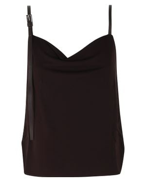 Semicouture Dark Kayly Hooded Sleeveless Viscose Top - Black