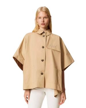 Twinset Delicate Sand Woven Embroidered Jacket - Natural