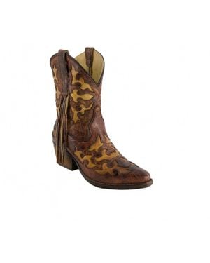 Forastero Real Leather Pointed Toe Cowgirl Boots - Brown