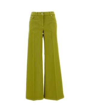 True Royal High-Waisted Wide-Leg Pants With Flared Silhouette - Green