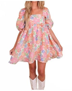 Storia Wildflower Fields Babydoll Mini Dress - Red