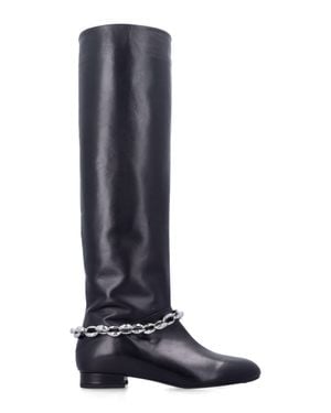 BY FAR Chain-Ankle Tall Leather Boots - Blue