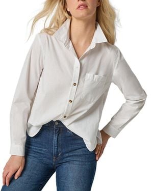 Lilla P Striped Button Down Shirt - Gray