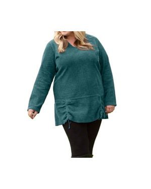 On The Plus Side Channel Islands Chenille Long Sleeve Rayanne Sweater - Green