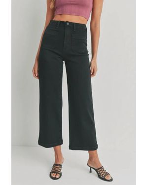 Just Black Denim Patch Pocket Wide Leg Flare Jean - Black