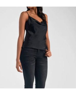 Elan Sofia Cowl Neck Cami - Black