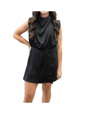 Karlie Satin Drape Romper - Black