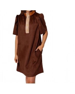 Thml The Braided Button Suede Mini Dress - Brown