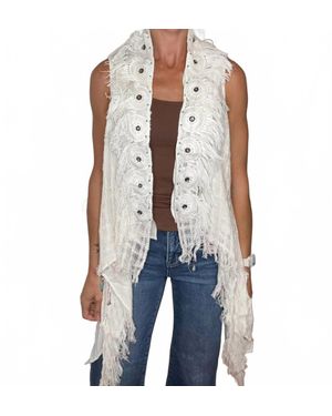 Pol Flora Crochet Layering Vest - Blue