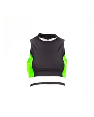 Ambush Neon Paneled Logo Back Waist Tie Cropped Sports Top Size 1 S - Black