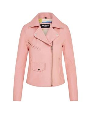 TruClothing Real Leather Brando Style Biker Jacket - Pink