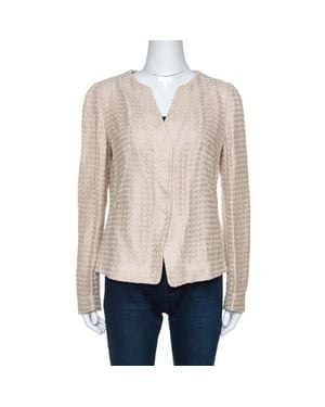 Armani Collezioni Lace Overlay Detail Jacket - Natural