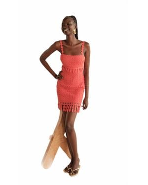 Saylor Caitriona Fringe Mini Dress - Red