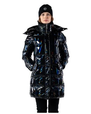 Woodpecker Penguin Long Length Quilted Coat - Blue