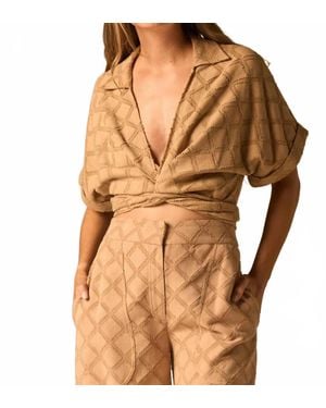 JBQ Chiara Textured Jacquard Top - Brown